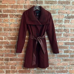 Burgundy Wool Trench Coat